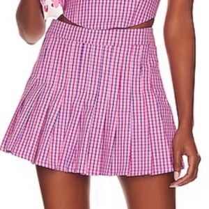 Lovers + Friends Torrance Mini Skirt in Pink Plaid Multi. Size XS. NWT